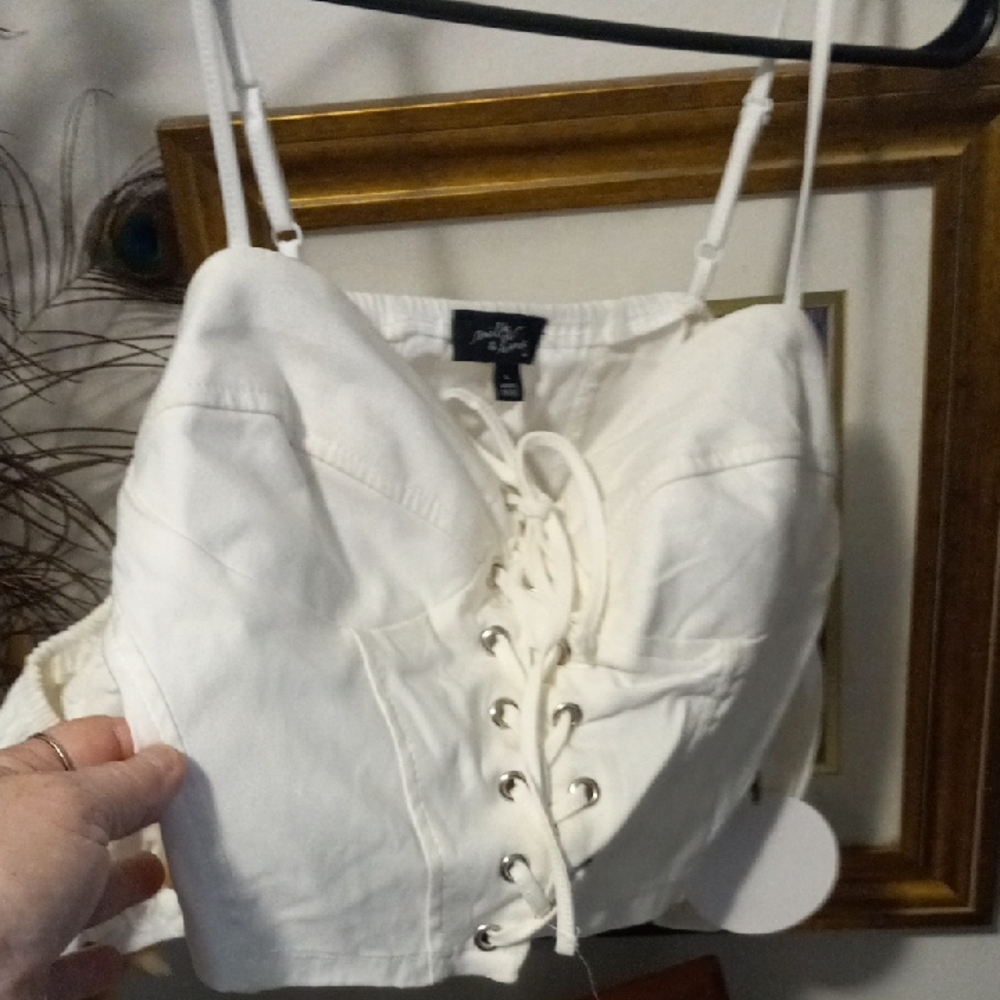 Corset Cropped Cold Sholder Top - Picture 3 of 7